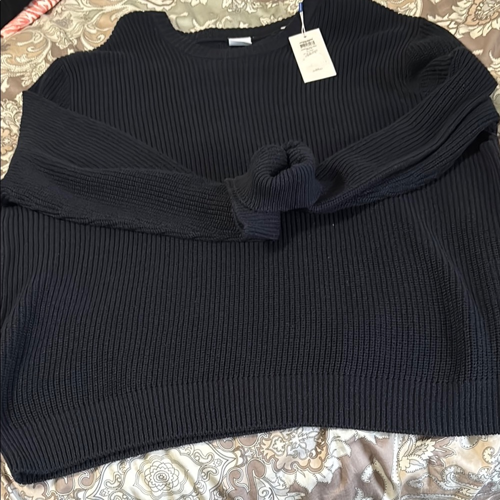 NWT Jack & Jones Black Crew Neck Ribbed Sweater